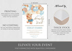 All Ewired Up We Can Bearly Wait Baby Shower Invitation, Blue Teddy Bear Baby Shower Invite, Library, Diaper Raffle, Balloons, Personalized Large 5X7 - Image 3