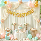 40x10ft Beige Backdrop Curtain for Wedding Parties Wrinkle Free Fabric Beige Drapes Backdrop Decoration for Baby Shower Birthday Photography Decoration 8 Panels, 5ft x 10ft - Image 3