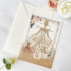 5.12 x7.28 inch 20PCS Gold Glitter Quinceanera Invitations Kit Laser Cut Hollow Girl Princess Pocket with Envelopes Invitations for Quinceanera Bridal Shower Invite - Image 3