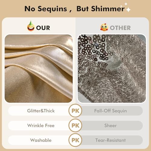 50x10ft Shimmer Champagne Gold Sequin Backdrop Curtain for Parties,Thick Wrinkle Free Glitter Backdrop Drapes Photo Back Drop Curtains for Birthday Wedding Party Photography Background-10 Panels 5x10 - Image 4