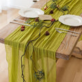 6Pcs Moss Green Cheesecloth Table Runner 120 Inches for Party Home Decor by KEKETOARRANGE