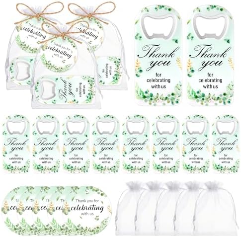50Pcs Leaf Baby Shower Bottle Opener Favors for Guests Cute Magnetic Handheld Bottle Openers with Organza Bags and Thank You Cards, for Gender Reveal Theme Party Decorations Rerurn Gift Souvenirs by wxfdac