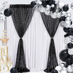 Black Glitter Sequin Backdrop Curtains 8ftx10ft Photo Drapes - Image 6