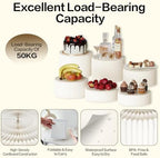 6 Pack Buffet Risers, Dessert Display Stands Foldable Food Stands for Display Party Risers for Buffet Table with Acrylic Plates for Party Table Dessert Catering Supplies Jewelry(White) - Image 5