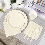 Vyntra 350 Pcs Ivory Cream Paper Plates and Napkins Party Supplies - Image 4