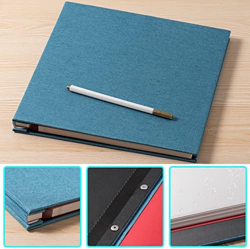 Large Photo Album Self Adhesive 4x6 5x7 6x8 8x10 Pictures Scrapbook Magnetic Album DIY Scrap Book 60 Sticky Pages Linen Cover DIY Photo Album with A Metallic Pen and DIY Accessories(SKY Blue) - Image 5