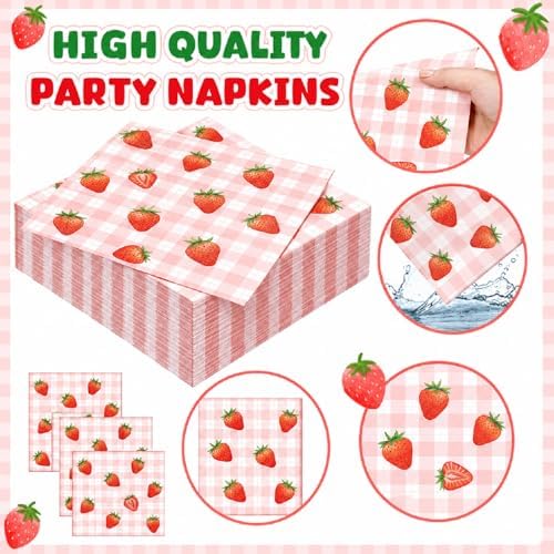 Ziliny 280 Pcs Strawberry Disposable Decorations Tableware Set - Image 3