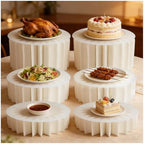 6 Pack Beige Foldable Paper Buffet Risers - Display Stands with Acrylic Top by Unknown