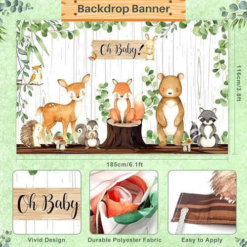 MEGA 257 Pc Woodland Baby Shower Decorations Boy & Girl Kit, Forest Animal Theme, Gender Neutral Baby Shower Decor, BABY boxes, Backdrop, Banner, Balloon Garland, Tablecloth, Plates Cups -20 Guests - Image 6