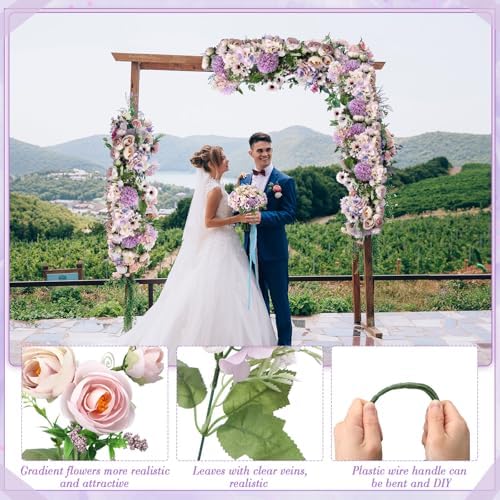 Tigeen 24 Bundles Peonies Artificial Flowers Faux Roses, Purple - Image 2