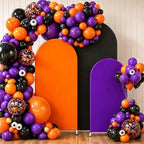 FYSUIMU 3 Pcs Halloween Arch Backdrop Covers Orange Black Purple Stretchy Spandex Arch Stand Fabric Cover for Wedding Birthday Baby Shower Party Photo Booth Decoration (4ft/5ft/6ft) by FYSUIMU