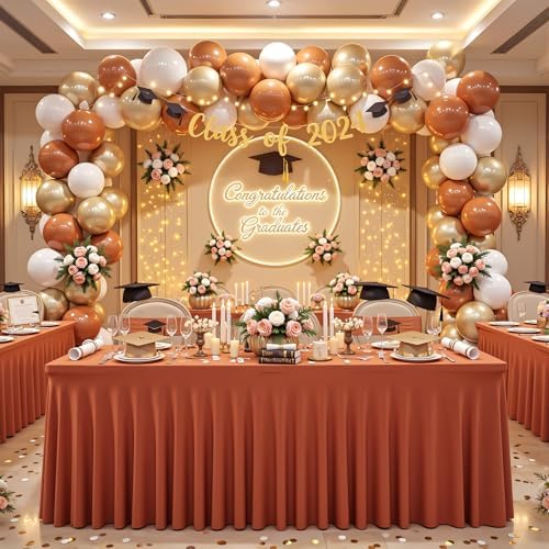 2 Packs Terracotta Spandex Table Cloths 6 Foot, Fitted Stretch Table Cover with Skirts 30x72 Inch, Wrinkle-Free Floor Length Tablecloths Rectangular for Weddings Parties Banquets Events Decorations - Image 5