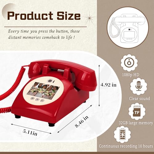 Video Audio Guest Book,1080P HD Video Phone Guestbook, Record Preserve Your Special Occasions, Ideal for Wedding Bridal Shower, Birthday, Graduations, Baby Shower(Red) - Image 3