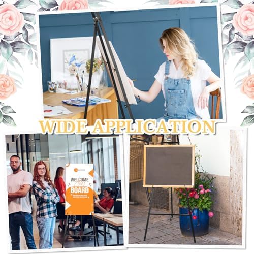 Yuntau 3 Pieces Black Metal Easel Stand for Sign, 50 Inch Display Stand Adjustable 3 Tier Easel for Wedding Sign, Posters, Paintings, Exhibition - Image 3
