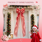 Giant Red Bow Decor, Christmas Tree Topper Bow, Oversized Hanging Bow with Long Streamers, Large Bow for Entrance Wall Backdrop Wedding Birthday Bridal Shower Home Decor Coquette Room Decor, 16 x 85in - Image 2