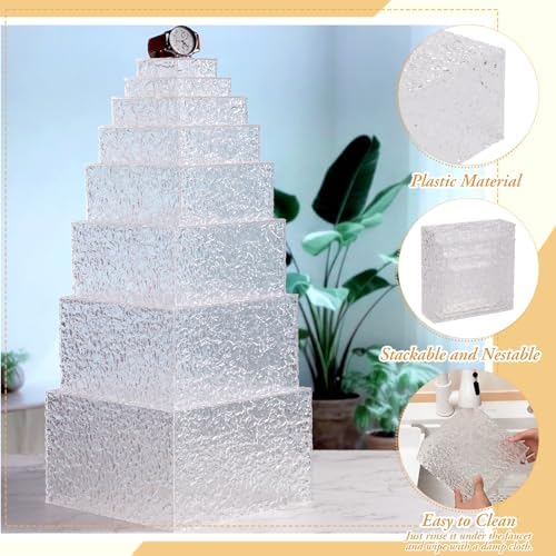 Geelin 8 Pack Acrylic Buffet Display Risers for Food Jewelry,Clear,Wave - Image 3