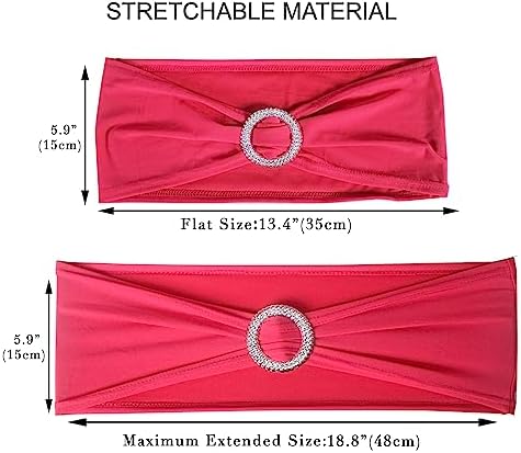 50pcs Fushia Spandex Chair Sashes Stretch for Wedding Party Banquet Decoration Elastic Chair Cover with Buckle Engagement Event Birthday Baby Shower Celebration Decor - Image 3