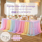 6 Pack Rainbow Tablecloth for 8 Foot Rectangle Tables Tulle Table Skirt - Image 4