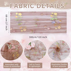 Floral Gauze Table Runner 10ft Embroidery Tulle Spring Wildflower Decor - Image 6