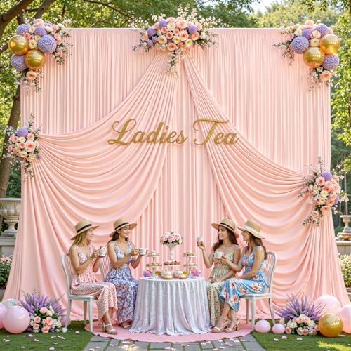16x10FT Pale Pink Backdrop Curtains for Wedding Parties, Wrinkle Free Polyester Photography Backdrop Drapes for Wedding Baby Shower Birthday Parties Stage Background Stand Decorations 4x10ft,4 Panels - Image 3