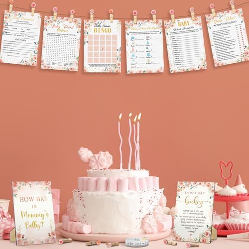 Funnymoom 426 Pcs Rose Baby Shower Games Set Pack, 8 Games Floral - Image 5