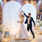 White Wedding Arch Backdrop Cover 7.2ft and 6ft Draped Arch Covers Stretchy Backdrop Spandex Balloon Arch Covers for Bridal Shower Baby Shower Engagement Photography Birthday Party Decorations - Image 2