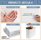 PerKoop 40 Pack Kraft Gift Bags with Handles 4 Sizes,Horizontal,White - Image 3