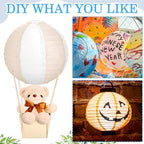 Baquler 12 Sets Hot Air Balloon Centerpieces Bear, Mixed Style, Beige White - Image 4