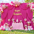 40ft x 10ft Wrinkle Free Hot Pink Wedding Backdrop Curtains for Party Bridal Shower Reception Decorations Hot Pink Fabric Curtain Backdrops Drapes for Photography Baby Shower Birthday Background - Image 4