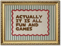 Vintage Gold Framed Wall Art Actually It Is All Fun And Games Sign Wall Decor Picture Funny Playroom Quote Striped Poster Canvas Painting Print for Kids Game Room Bedroom 12x16 inch by Unknown