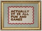 Vintage Gold Framed Wall Art Actually It Is All Fun And Games Sign Wall Decor Picture Funny Playroom Quote Striped Poster Canvas Painting Print for Kids Game Room Bedroom 12x16 inch by Unknown