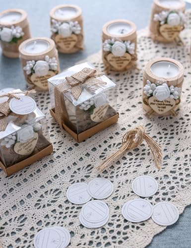 50 Piece Wooden Tealight Candle Holder Set, Wedding Party Favors for Guests, Thank You Favors, Guest Return Favors, Bridal Shower Favors for Guests, Baby Shower Favor for Guests.(Light brown 50 pcs) - Image 2