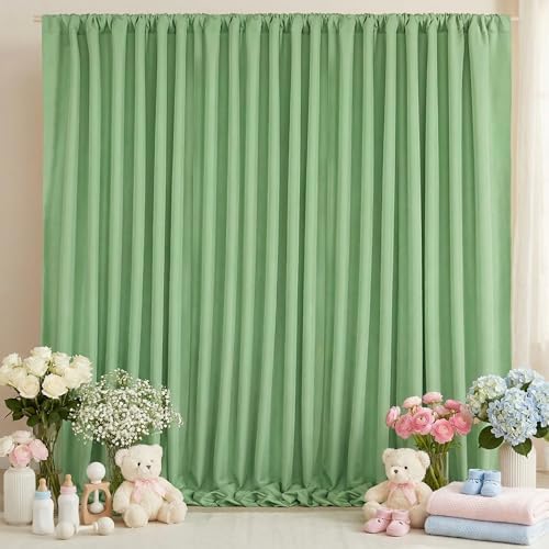 Sage Green Backdrop Curtains 30ftx10ft Wedding Polyester Photo Drapes by SoarDream