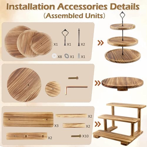 Esmorah Rustic Wooden Dessert Table Display Set of 6, Cupcake Stand - Image 4