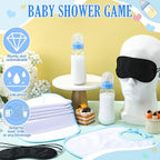 Leinuosen 24 Pcs Baby Shower Blindfold Feeding Game Set Include 6 Plastic Chug Bottles 6 Bib and 12 Eye Mask Blindfold Baby Feeding Bottle Chug Game for Adult Gender Reveal Party Supplies(Blue) - Image 4