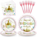 Grencian 96Pcs Princess Castle Baby Shower Party Decorations, Serves 24 by Grencian