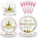 Grencian 96Pcs Princess Castle Baby Shower Party Decorations, Serves 24 by Grencian