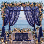 20x10FT Navy Blue Wrinkle Free Backdrop Curtains with Lights String for Parties - Photo Curtain Backdrop with Lights for Wedding Decorations, Bridal Baby Shower Birthday Party Photography Background - Image 4