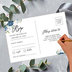 Andaz Press 56-Pack Personalized RSVP Postcards for Wedding Dusty Blue Roses Cardstock Response Reply Cards for Bridal Shower Baby Shower Birthday Event Custom Date and Return Address 4 x 6-Inch - Image 2