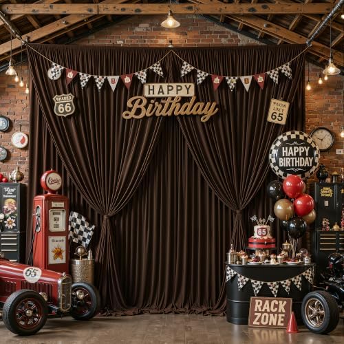 24ftx10ft Wrinkle Free Brown Backdrop Curtain - 10 Feet Photography Backdrop Drapes, Silky Polyester Back Drop Cloth for Wedding Baby Shower Balloon Arch Background - Image 3