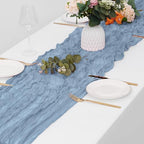 30 Pack Dusty Blue Cheesecloth Table Runner 17 x 108 inch Cheese Cloth Table Runners 9ft Blue Table Runner Rustic Romantic Sheer Gauze Runner for Wedding Party Baby Shower Table Decoration - Image 4
