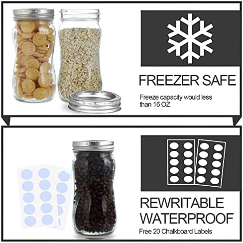 KAMOTA 16oz Regular Mouth Mason Jars, 16 Pack with Lids & Bands - Image 4