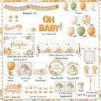 Little Pumpkin Baby Shower Decorations for Boy or Girl,295pcs Fall Baby Shower Plates and Napkins Cups Backdrop Tablecloth Topper Balloon for A Little Pumpkin Is On The Way Baby Shower Decorations - Image 6
