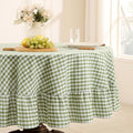 Romanstile Gingham Ruffled Round Tablecloth, 70 Inch, Sage Green by Romanstile