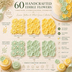 CONFECT Handmade Edible Gum Paste Flower Decorations – Spring Blossom – 60 Piece Assorted Sugar Flower Set with Pearl Centers, Hand Cut Cake Flowers for Cakes, Cupcakes, Cookies & Desserts - Image 2