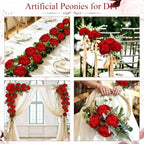 Peonies Artificial Flowers Bulk, 4.7’’ 56 Pcs Fake Peonies -Dark Red - Image 4