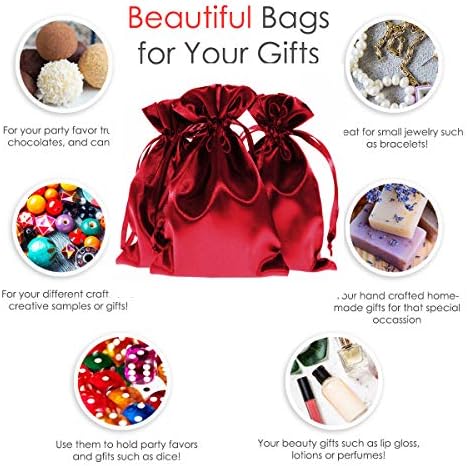 50 Pack 6" x 9" Wine Satin Gift Bags with Drawstring, Large Gift Pouches, Wedding Favor Bags for Baby Shower Birthday Party Small Business - Image 2