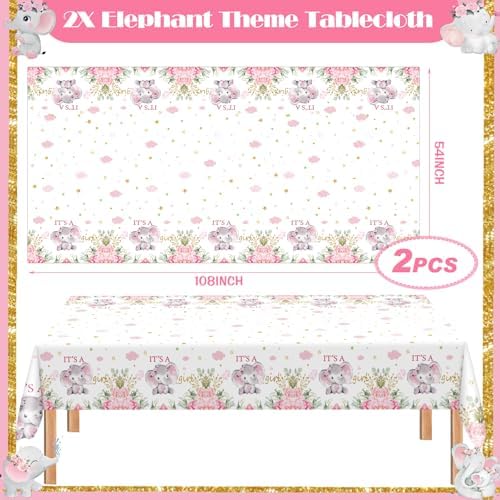405 Pcs Pink Elephant Style Baby Shower Party Decorations for Girl - Image 4