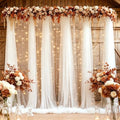 10ft x 8ft White Backdrop Curtains with Lights String for Parties, Sheer Tulle Wedding Photo Backdrops Drapes for Baby Shower Birthday Party Decorations Background for Photography by Shillance