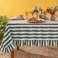 Tudomro Striped Tablecloth, Rectangle, Dark Brown, Blue, 84'' X 60'' by Tudomro